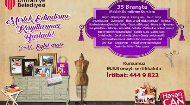 Meslek Edindirme Kursları’nın Kayıtları Başladı